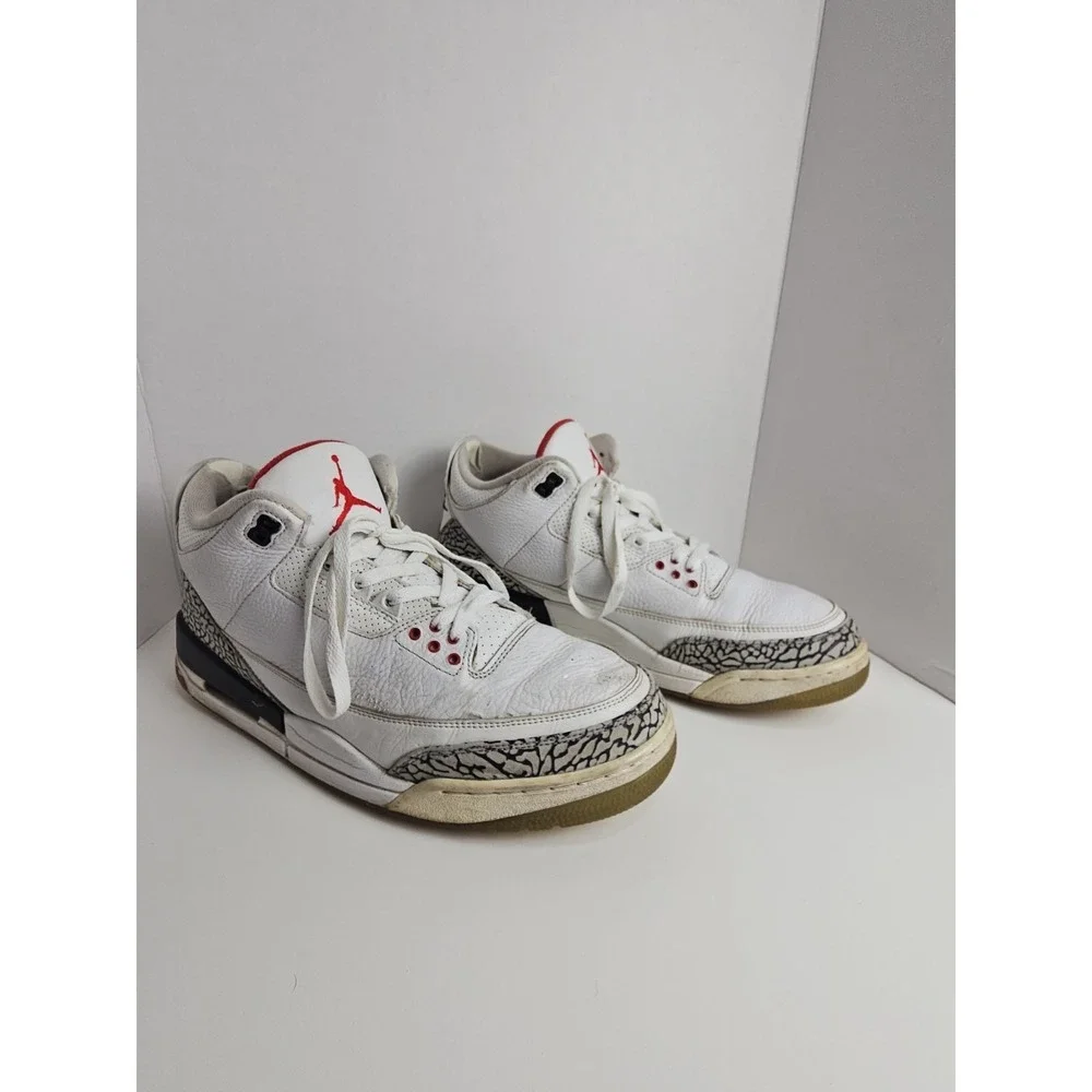 2017 Nike Air Jordan 3 Retro White Red Black 923096-101 Size 12